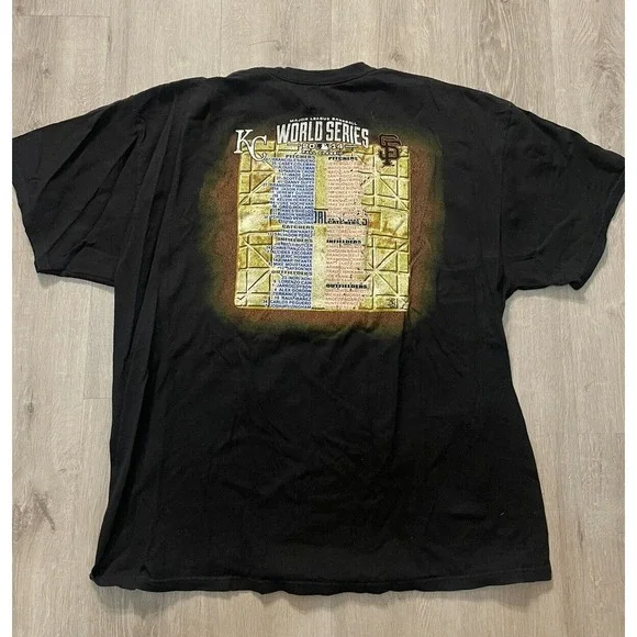 2014 MLB World Series San Francisco Giants KC Royals Majestic T-Shirt Sz 2 XL - Picture 3 of 8